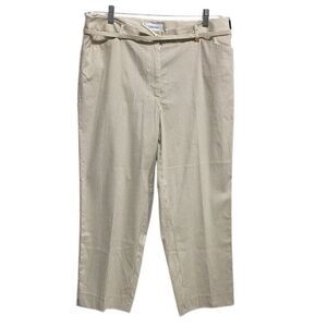 Calvin Klein NWT‎ Tan Pinstripe Cropped Pants Size 12 with Belt